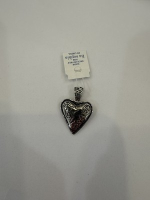 Lia Sophia Heart Reversible Silver Tone Double Sided Pendant Charm Slide