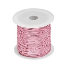 1 Roll Nylon Beading Thread Knotting Cord 0.6mm 50yard Satin String, Orchid Pink
