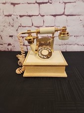 70  s Vintage DECO-TEL French Victorian Style Rotary Dial Phone Ivory Gold Color
