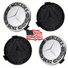 4Pack For Mercedes/Benz Wheel Center Caps Emblem Black Rim Hub Cover Badge Logo
