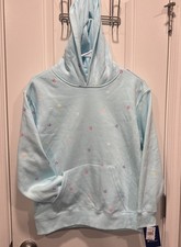 Champion youth Blue Pullover Hoodie Allover Logo Drawstring Pockets Size XL NWT