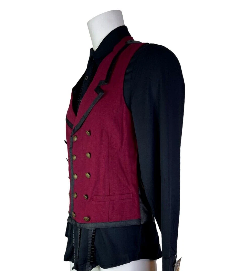 SHRINE GOTHIC COMMODORE BURGUNDY RETRO VAMPIRE VICTORIAN PIRAT STEAMPUNK VEST - product detail image 3