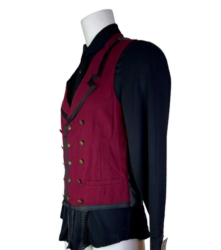 SHRINE GOTHIC COMMODORE BURGUNDY RETRO VAMPIRE VICTORIAN PIRAT STEAMPUNK VEST image 3