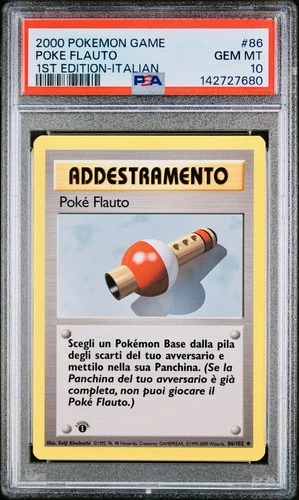 POKEMON PSA 10 POKÉ FLUTE 86/102 BASE SET 1st FIRST EDITION ITALIAN LOW POP!