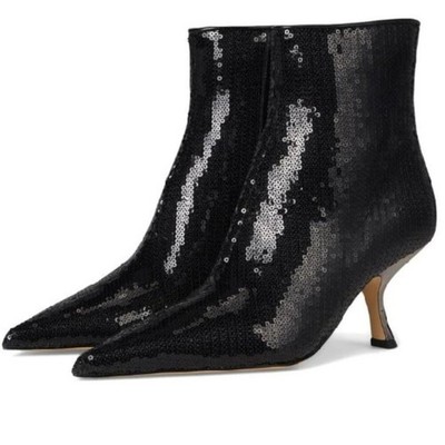 MICHAEL Michael Kors Women s Luna Ankle Bootie Sequins Pointed Black Size 6M NWB