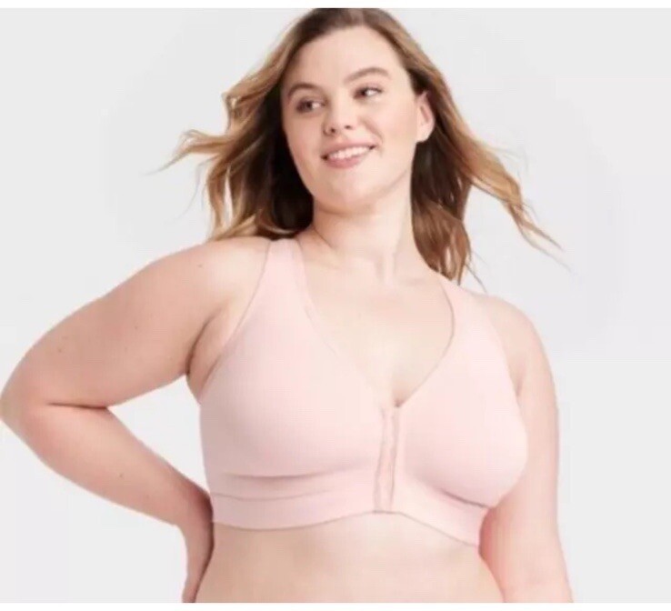 Women's Wireless Unlined Front Closure Racerback Bra - Auden - Pink - 40DD - NEW