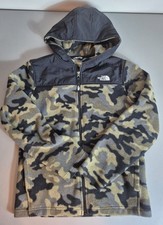 The North Face Boys Fleece Hooded Jacket L 14 16 Camo / Black