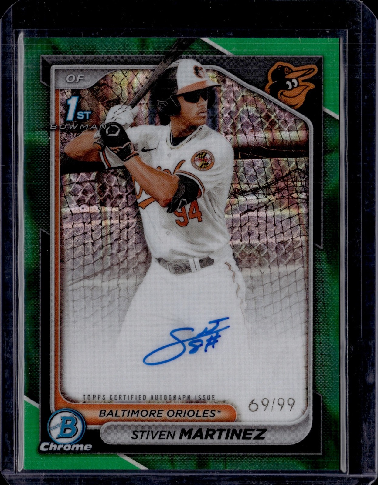 2024 Bowman Chrome Stiven Martinez 1st Bowman Green Lava Auto 69/99