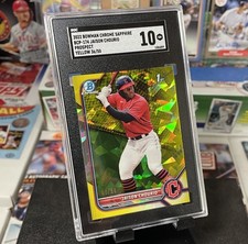 2022 Bowman 1st Chrome Sapphire Yellow Jaison Chourio /50 SGC 10 POP 1 ebay 1/1