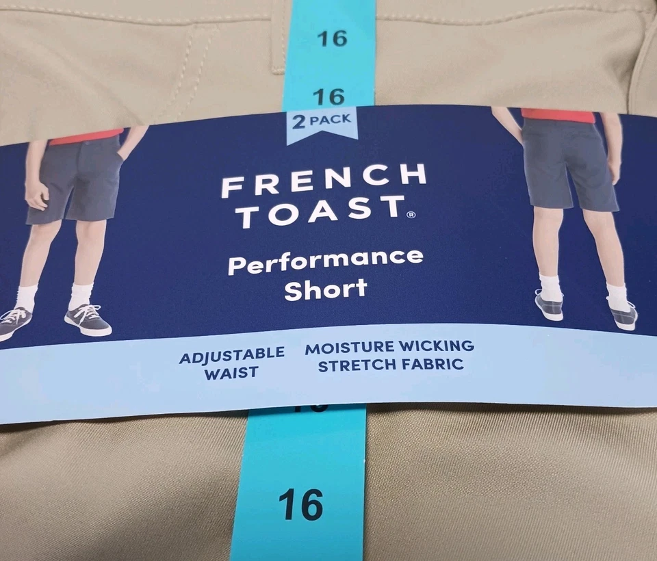 Французский тост молодежи мальчика производительности униформа шорты, 2 упаковки новый размер 16 хаки - Изображение 3 из 4