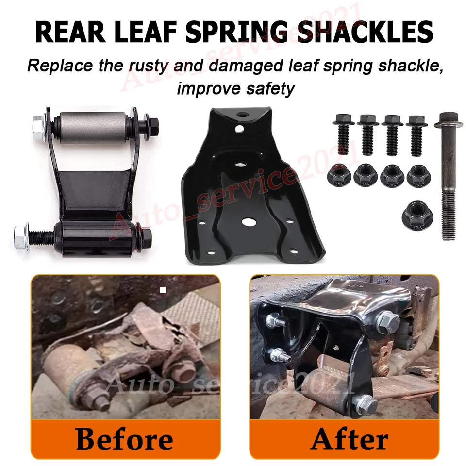 2x Kit de grilletes de soporte de suspensión de resorte de hoja trasera para Chevy Silverado GMC Sierra EE. UU. Foto 2 de 4