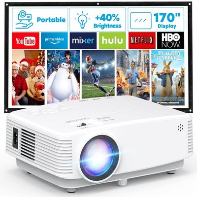 Mini Portable Projector 1080P Full HD Supported, Movie Projector with Smartph...