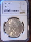 1882-O Morgan dollar NGC, MS-62 Bright Luster Sharp Eye Appeal