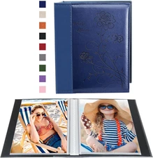 Photo Album 5X7 Clear Pages Pockets Leather Cover Slip Slide in Photo Album Book
