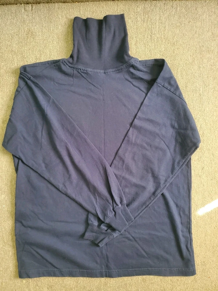 Camisa de manga larga Duck Head cuello alto talla grande azul oscuro. Foto 2 de 4