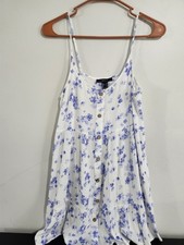 FOREVER 21 Women's Purple Floral Button-Front Sleeveless Summer Sundress S