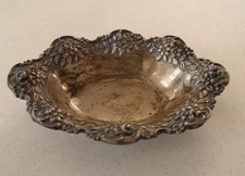 Antique S. KIRK & SON Sterling Silver 925 Repousse Oval 142 Candy Nut Dish 4.5"L