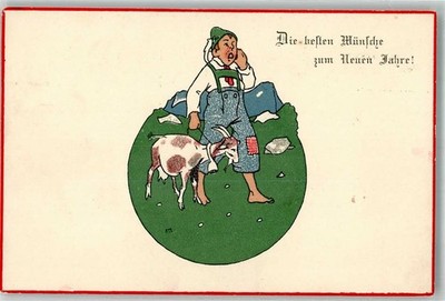 10741120 - Dairyman with a Goat New Year 1908