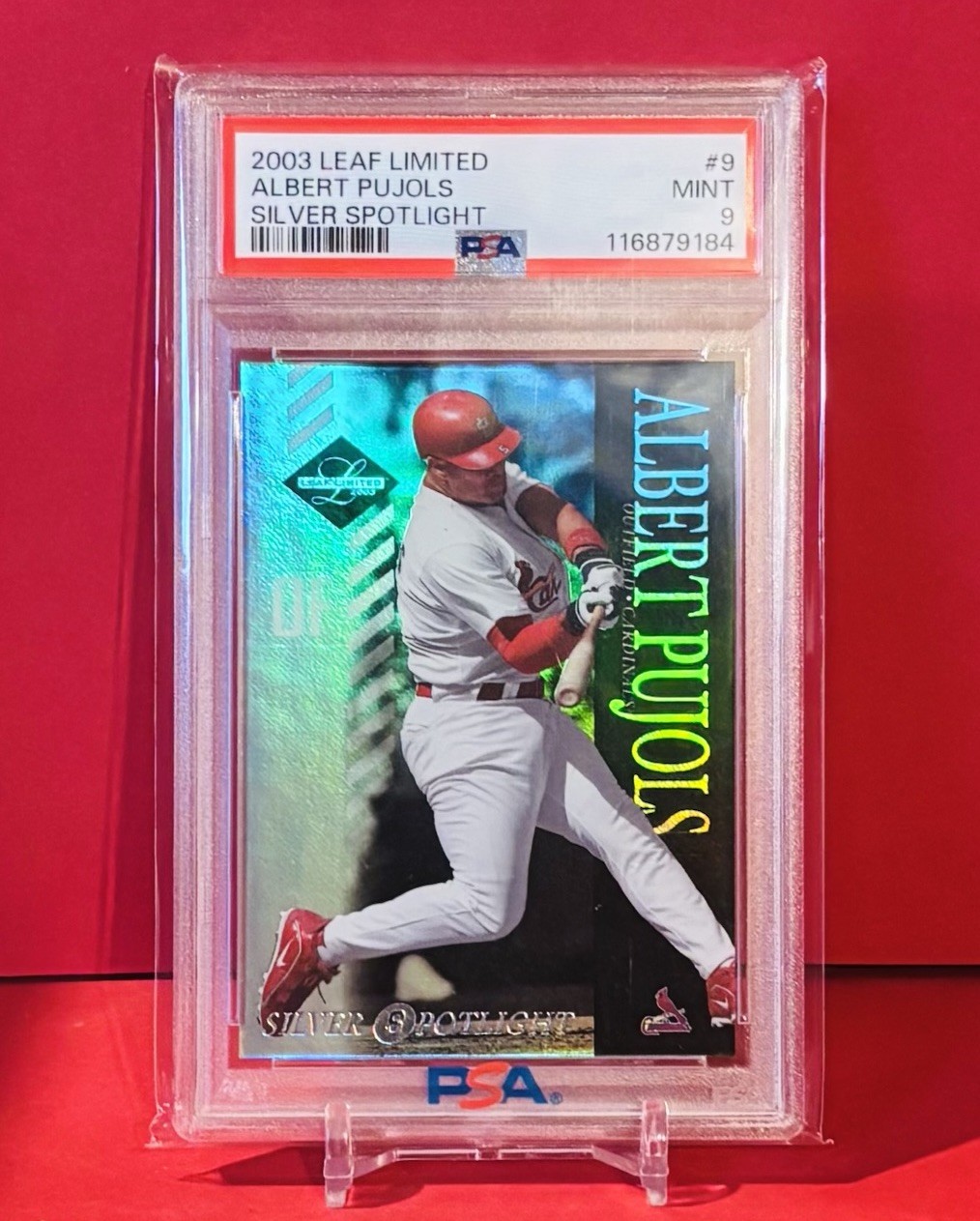 2003 ALBERT PUJOLS PSA 9 LEAF LIMITED #9 *SILVER SPOTLIGHT #/100* POP=3 NH TOUGH