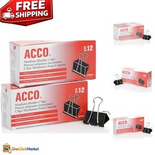 Durable Medium Black Binder Clips   0.63In Capacity, 12 Clips Per Box, 2 Packs