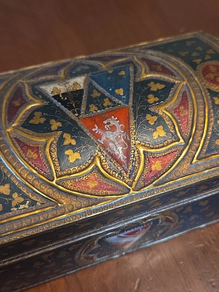 Antique Italian Small Dome Top Valuables Chest Box Renaissance Style - Image 3 of 4