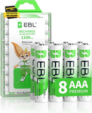 AAA Rechargeable Batteries, 8-Count, Ni-Mh 1100Mah 1.2V                