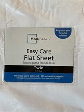 TWIN Flat Sheet Arctic White 200TC 60 cotton 40 Polyester NEW Mainstays