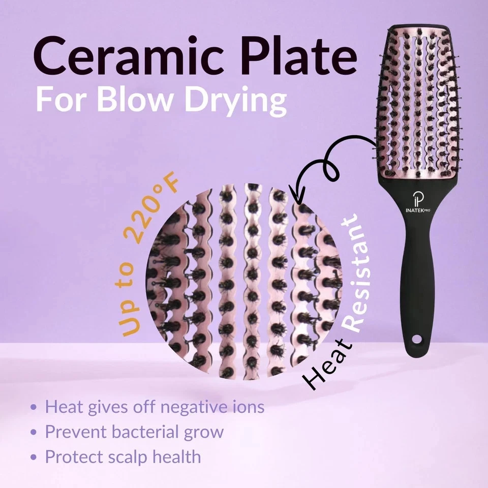 Curvo ventilado para secado por soplado - Cepillo de cerdas de jabalí (medio) mediano, oro rosa Foto 3 de 4