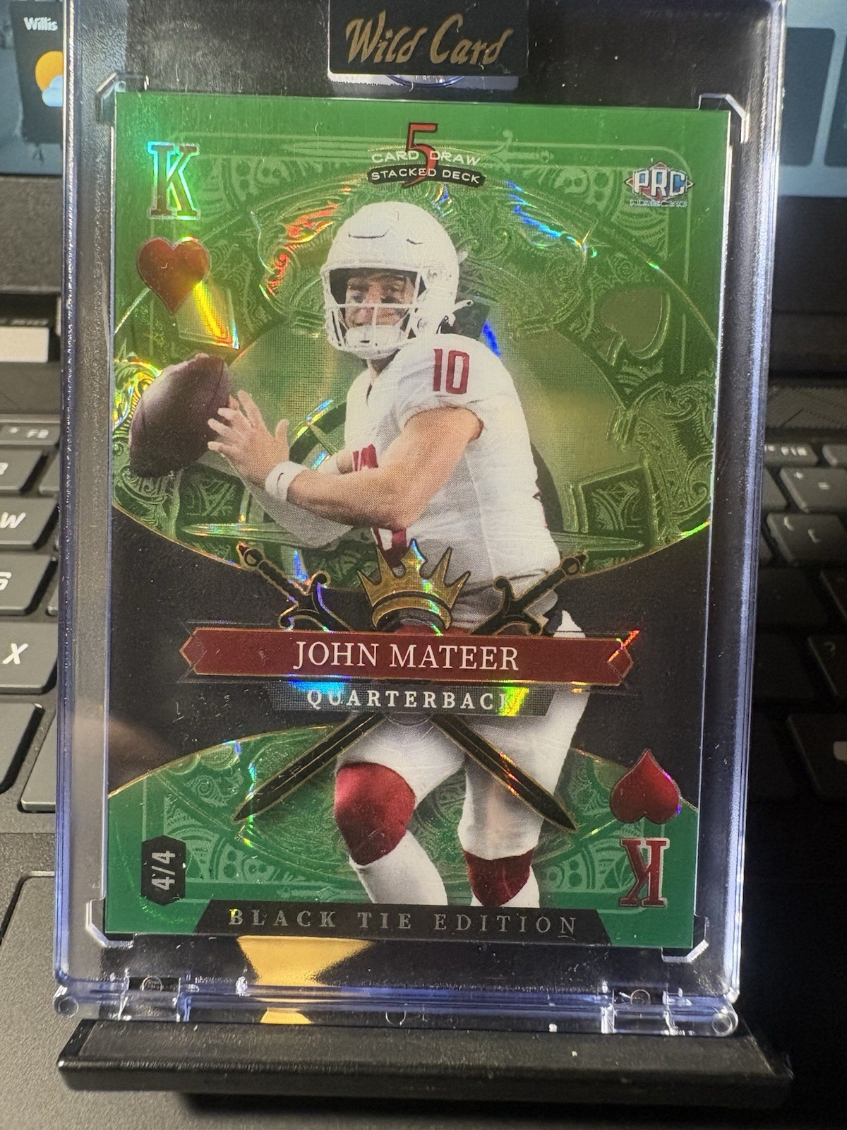 Wild Card 5 Card Draw Stacked Deck John Mateer Black Tie Serial #4/4 Football