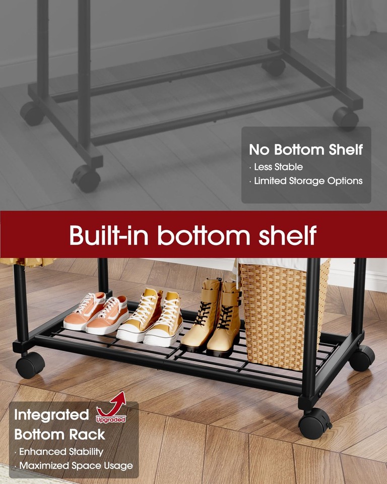 Metal Clothes Rack - Double Rod Clothing Rack with Fixed Design and ...