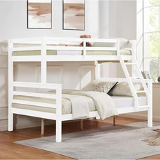 FLEXISPOT Twin over Full Solid Wood Bunk Bed with Thick Posts,Wooden Bunk Bed wi