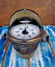 Antica Bussola da Plancia Nave Sestrel England Recupero Navale in Ottone Vintage