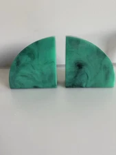 Pair of Project 62 Post-Modern-Inspired Green, Faux Marble Resin Bookends