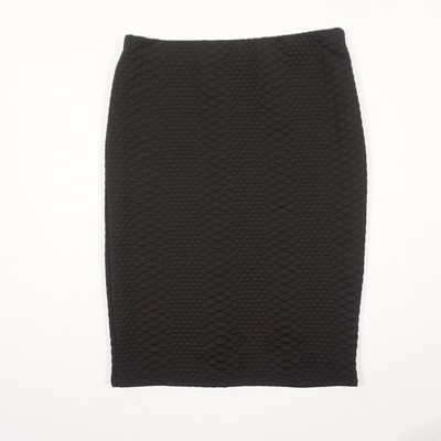 KOTON Damen Rock Gr. L Schwarz Bleistiftrock Strukturmuster Stretch Elegant Busi