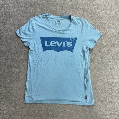 LEVIS Damen T Shirt Kurzarm Gr S Regular Fit Retro Classic Logo 29700 Blau