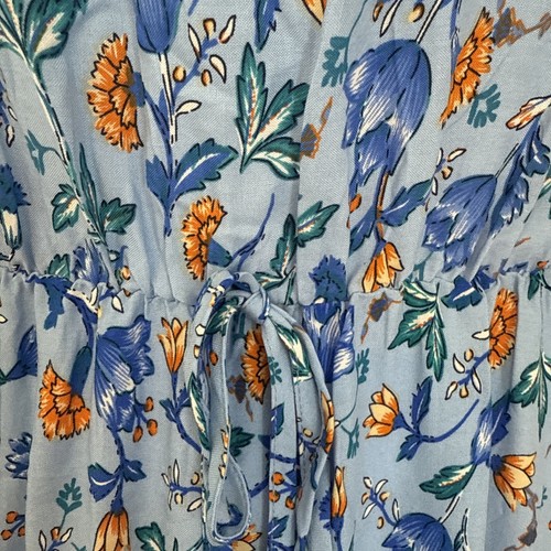 Pretty Garden Maxi Dress NWT XL Blue Elastic Waist Ditzy Floral - Picture 3 of 15