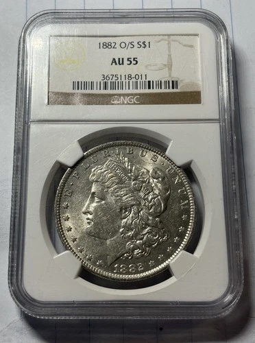 1882 O/S Silver Morgan Dollar NGC Certified Au 55 See Photos Of O/S
