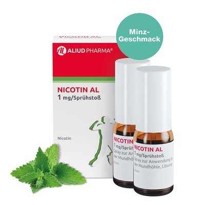 NICOTIN AL 1 mg/Sprühstoß Spray z.Anw.i.d.Mundhö. 2 St. PZN 16086334