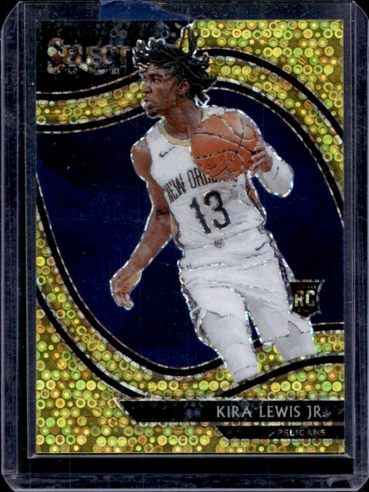 2020-21 Select Kira Lewis Jr. RC Gold Disco Prizm Courtside #8/10 Pelicans