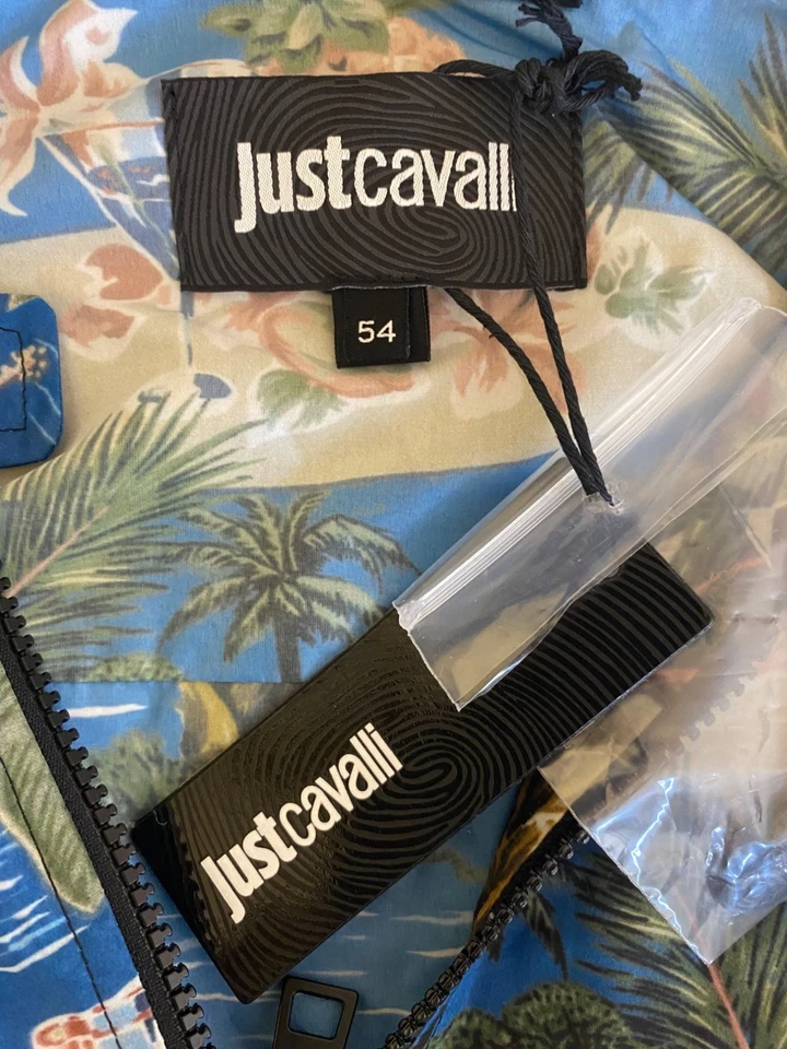 NEW JUST CAVALLI Bomber Jacket Retro Cars Palm Surfboard RARE HTF 2XL Italy - Image 3 of 4