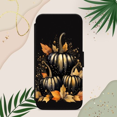 Handyhülle Kürbis Print Herbst Herbst iPhone Samsung Pixel Flip Wallet Cover