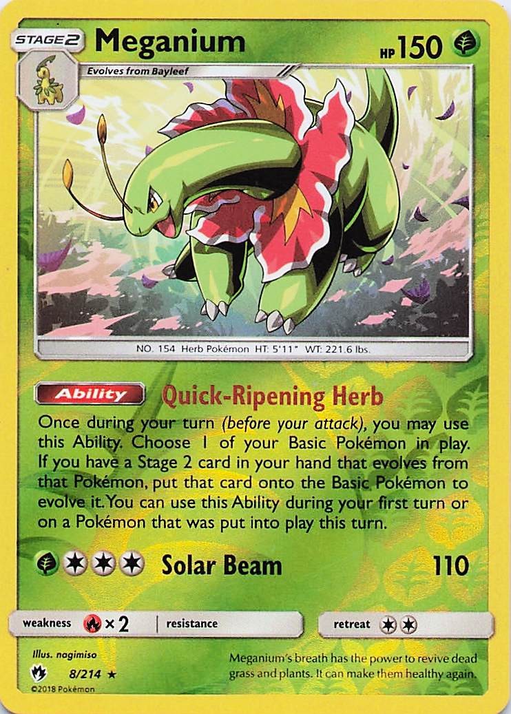 Meganium - Pokemon Reverse Holo Rare 2018 Lost Thunder 8/214 LP