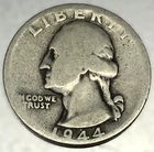 1944 D Washington 90% Silver Quarter Circulated Condition 25c US Coin - 2730