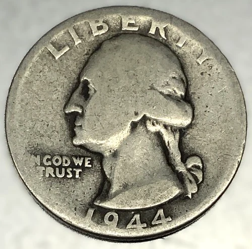 1944 D Washington 90% Silver Quarter Circulated Condition 25c US Coin - 2730