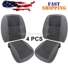 Driver & Passenger Cloth Seat Cover Gray For 2016 2017 2018 Dodge Ram 1500 2500