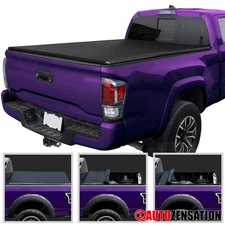 Fit 2016-2023 Toyota Tacoma 6ft 72" Soft Roll-Up Truck Bed Tonneau Cover w/ Lamp