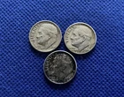 1964 Roosevelt Dimes Lot of Three 90% Silver Coins! Free Shipping!