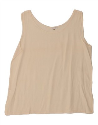 VINTAGE Damen ärmelloses Blusentop UK 18 XL weiß Seide DQ95
