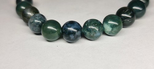 Natural Gemstone Moss And Tree Agate With Heather Shape Hematite Beaded Bracelet - Picture 7 of 11