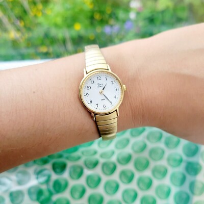 Vintage Timex Gold Stretch Watch Vintage Timex Classic Womens Womans Gold & Silver Oval  main image 2
